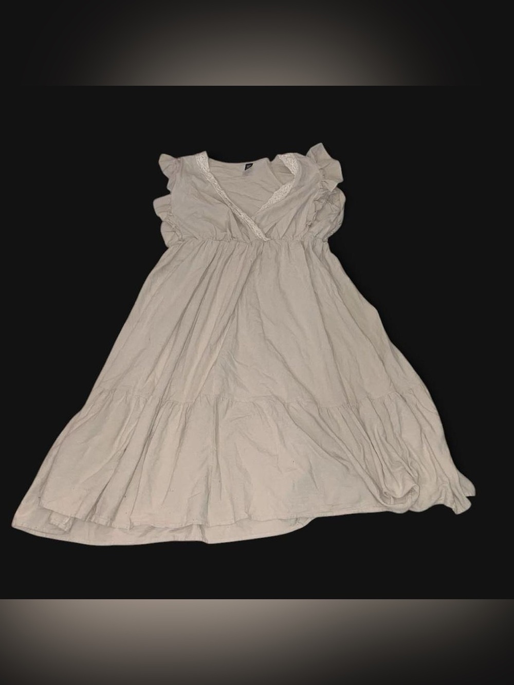 SHEIN Cream Ruffle-Sleeve Tiered Dress